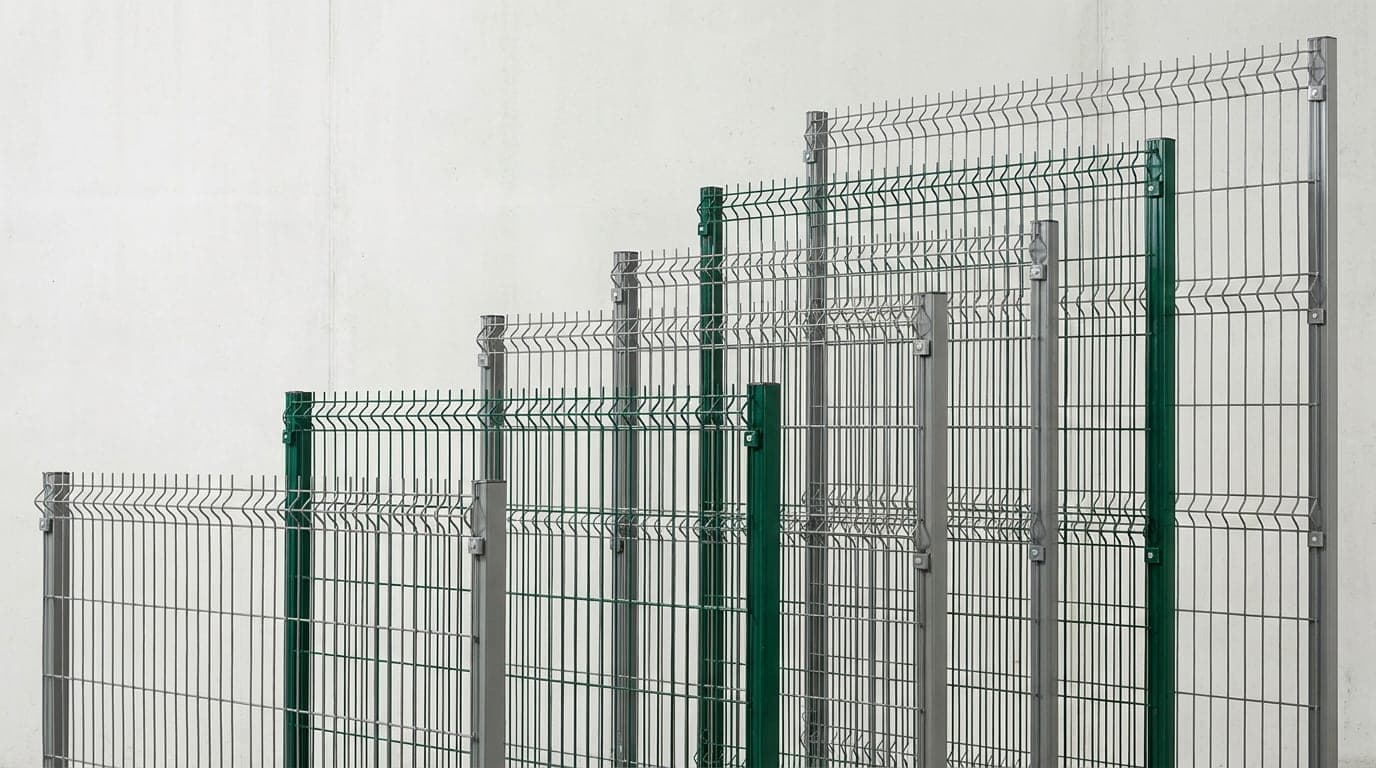 Farklı yüksekliklerde panel çitlerin yan yana dizilişi